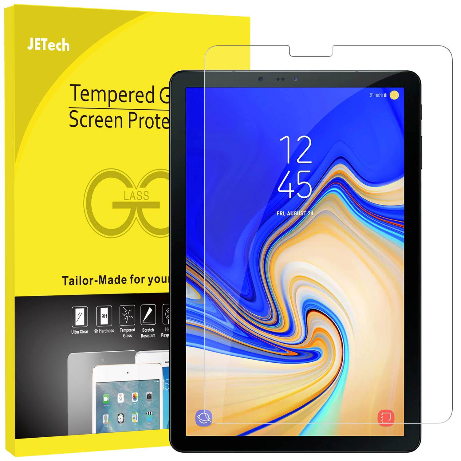 JETech Screen Protector for Galaxy Tab S4 10.5 Inch 2018 (SM-T830/T835/T837), Tempered Glass Film
