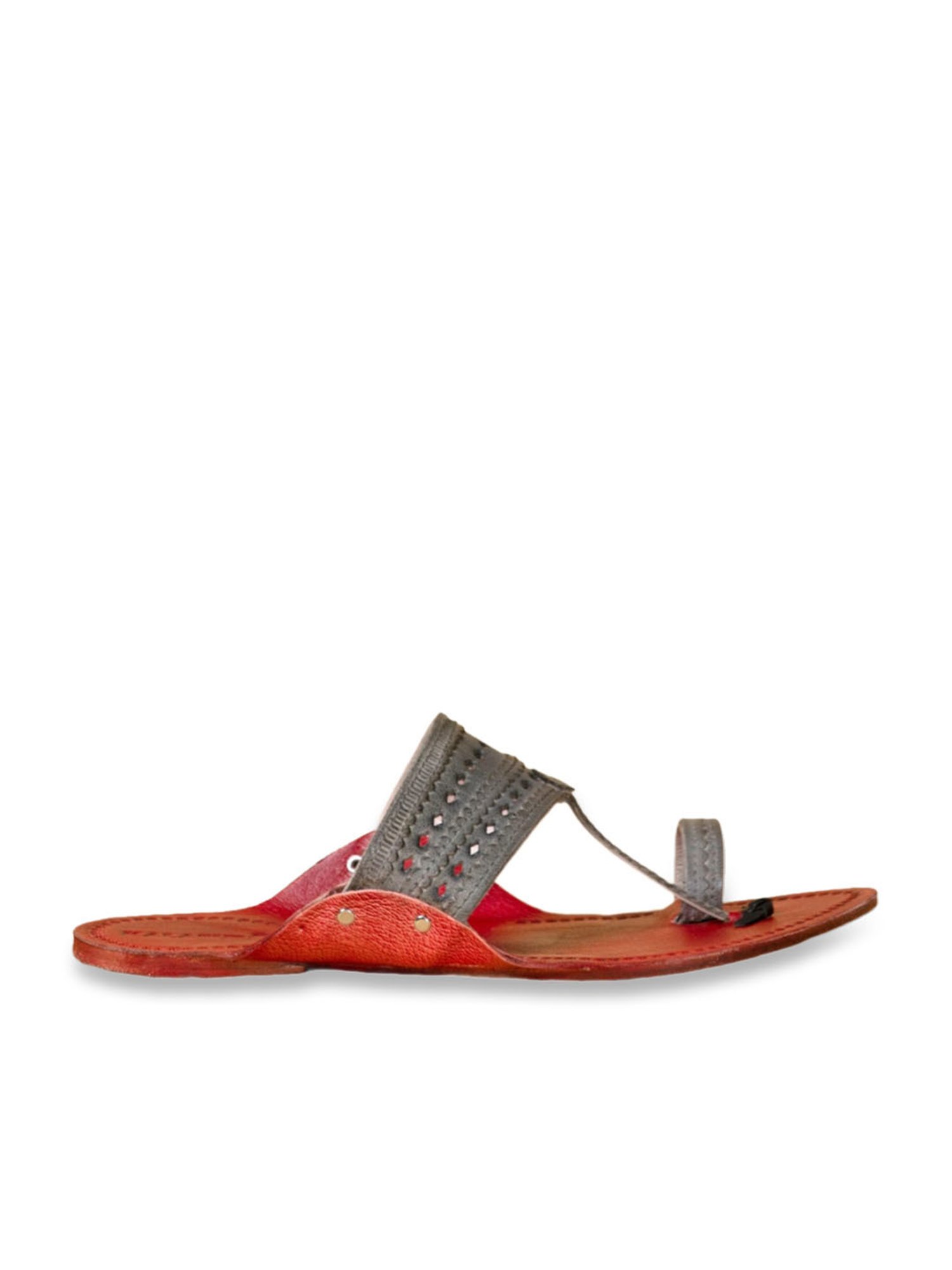 Kalapuri Men's Red Kolhapuri Sandals