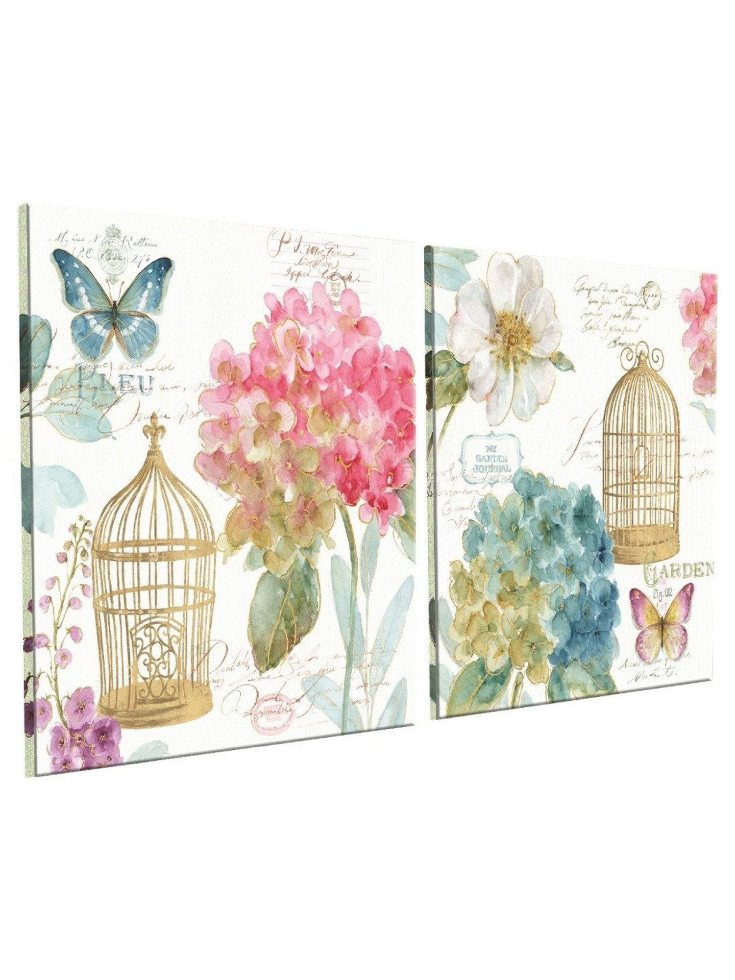 Art Street Blossom Printed Multicolor Cotton Canvas Wall Art - Set Of 2