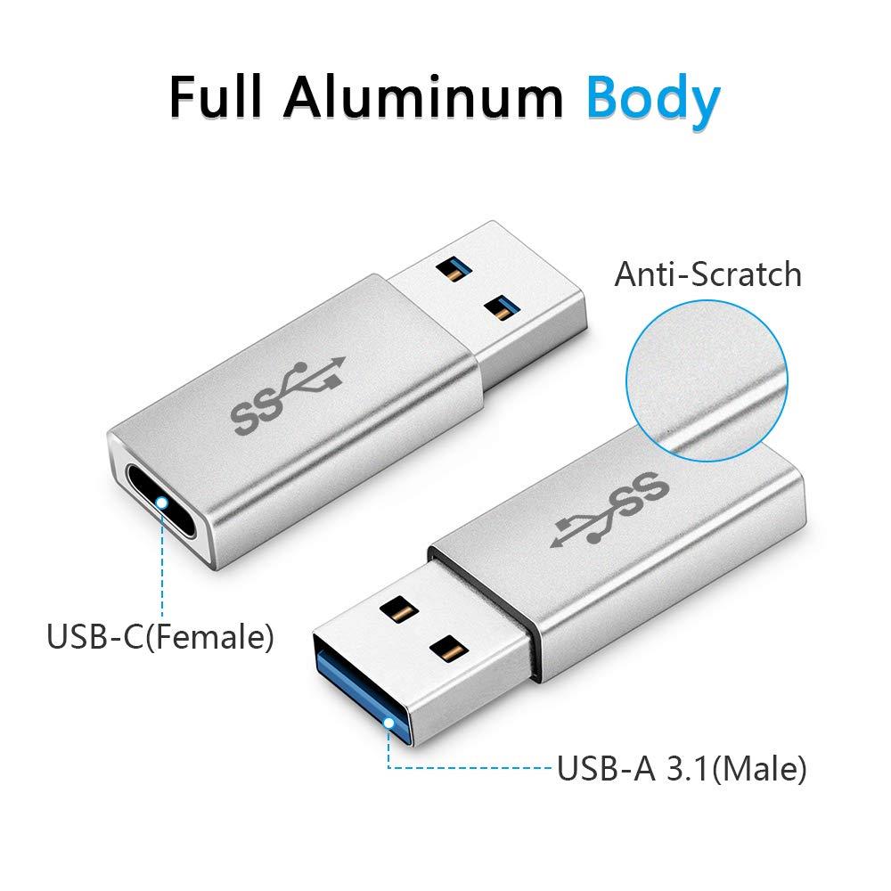 Electop USB 3.1 Type C Female to USB A Male Adapter (2 Pack), Type A to C USB 3.1 Female to USB A Female Adapter Converter Support Data Sync and Charging
