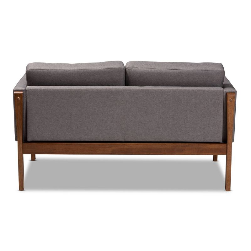 Lenne Upholstered Loveseat Gray/Walnut - Baxton Studio