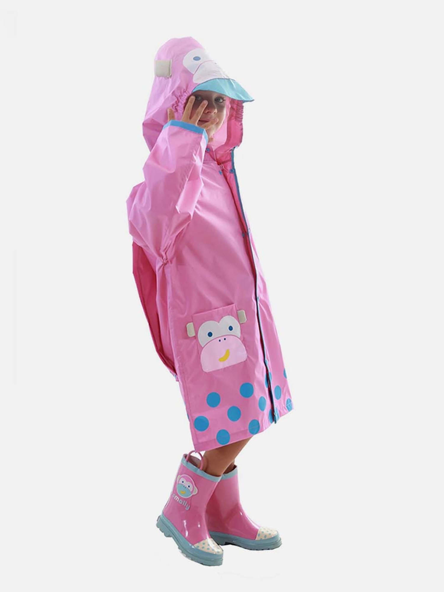 Little Surprise Box Kids Pink Printed Full Sleeves Raincoat