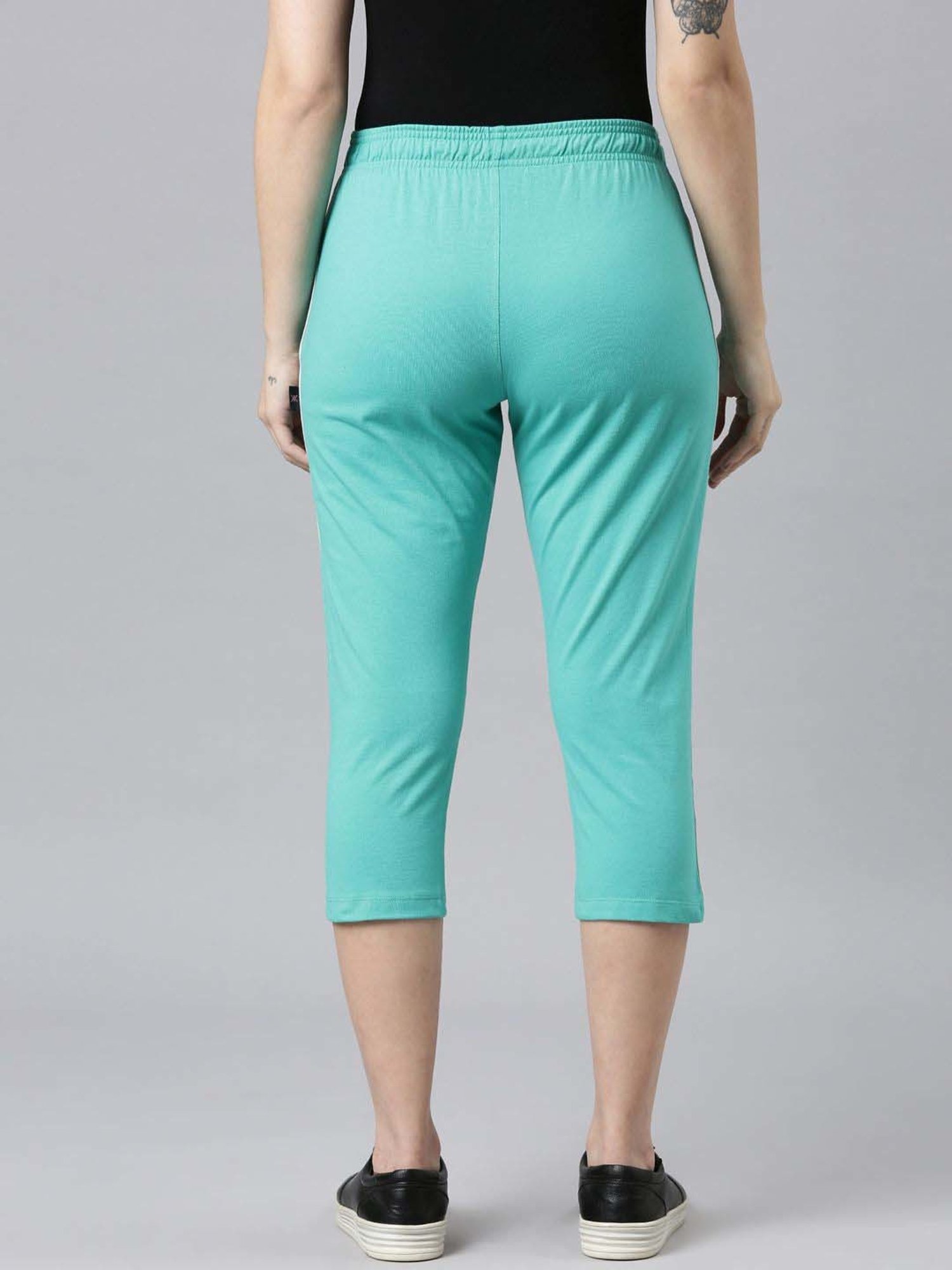 Dixcy Slimz Aqua Blue Cotton Graphic Print Capris