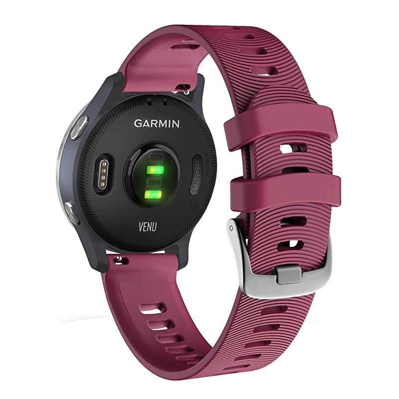 Garmin Venu GPS Smartwatch with AMOLED Display and Included  3 Straps Bundle (Granite Blue/Silver, Black/Berry/White)