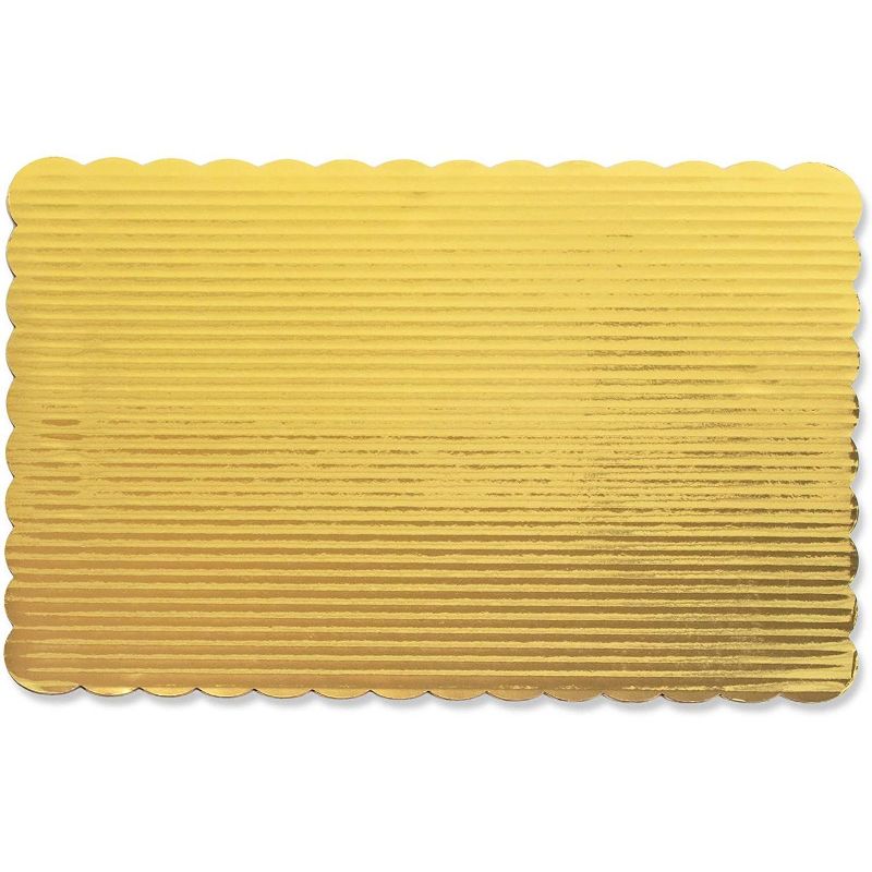 Sparkle and Bash 12 Pack Gold Foil Cake Boards, Scalloped Rectangle Dessert Base (14 x 10 In)