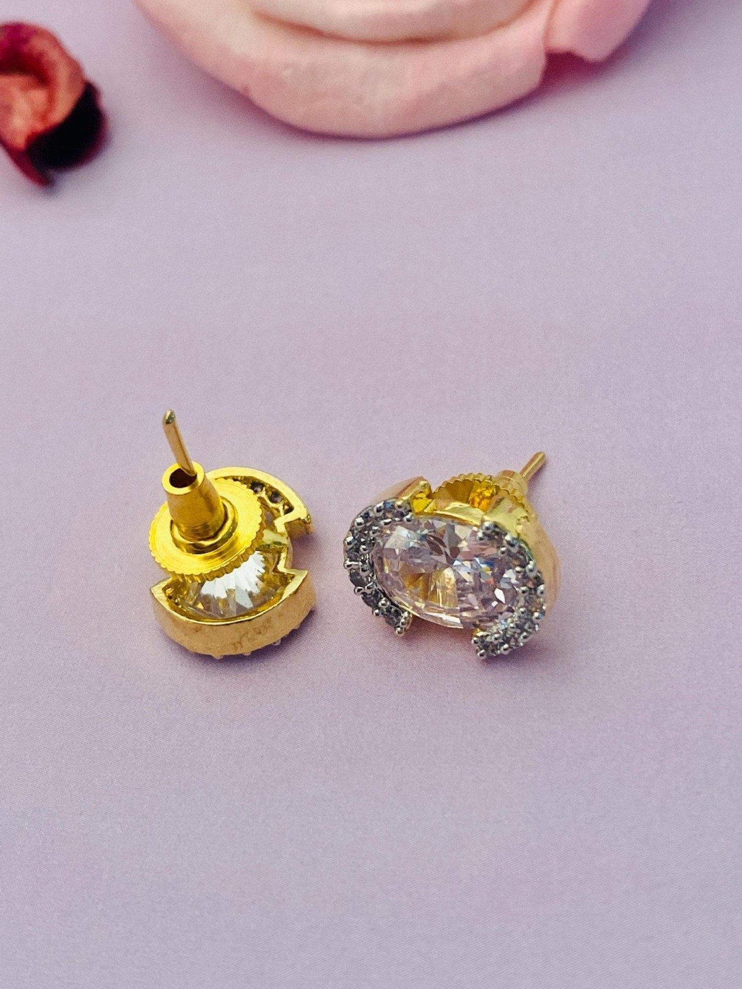 Abdesigns Sterling Silver CZ Oval Cut Stud Earrings