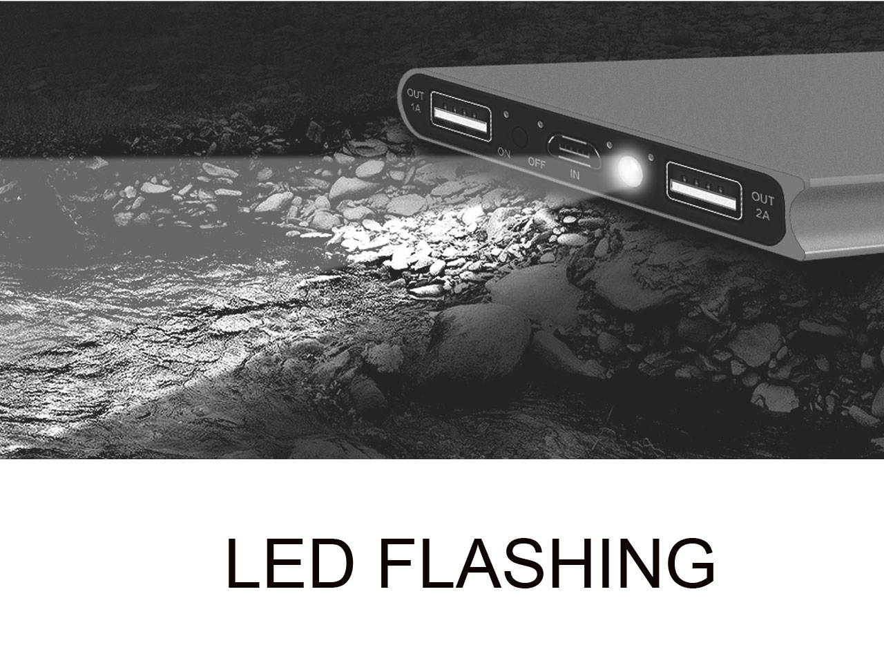 Lurkwolfer Solar Charger, 10000mAh Portable Outdoor Solar Power Bank, Camping External Backup Battery  USB 5V 1A/2A Outputs & Flashlights for All Cell Phones, Tablets and Electronic Devices