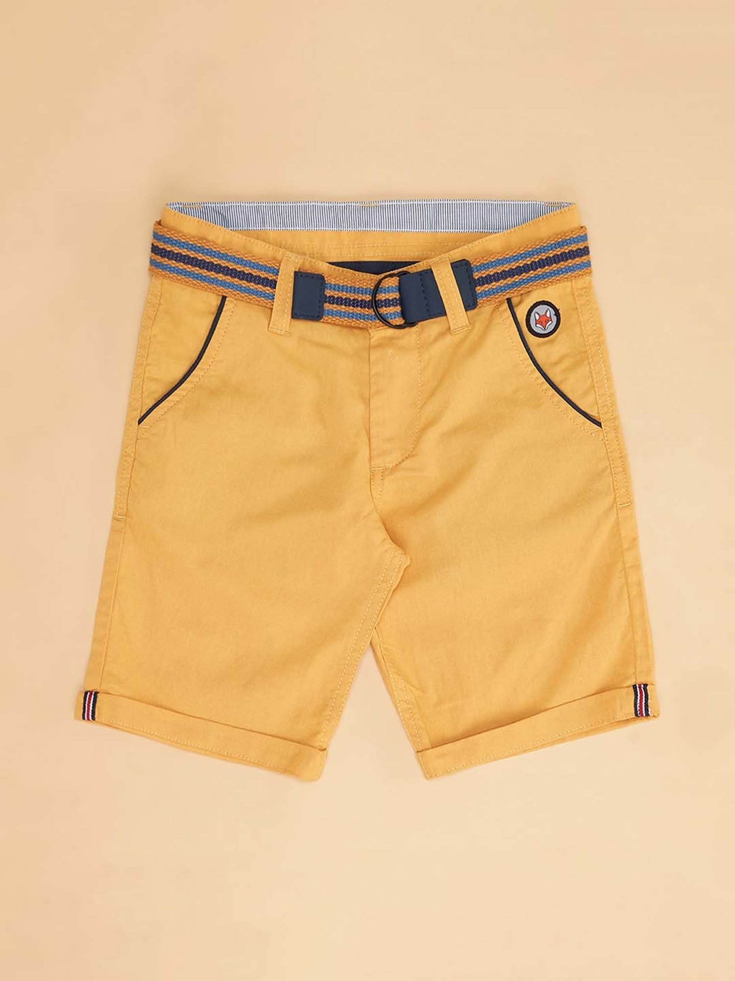 Kate & Oscar Kids Beige Cotton Embroidered Shorts