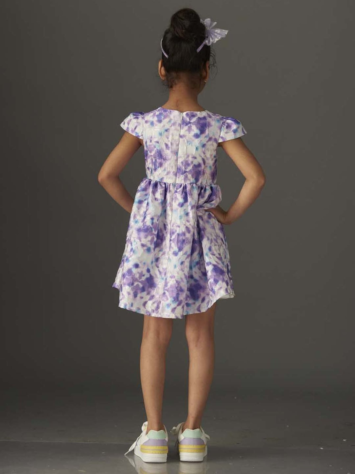 KidsDew Kids Purple & White Printed Dress