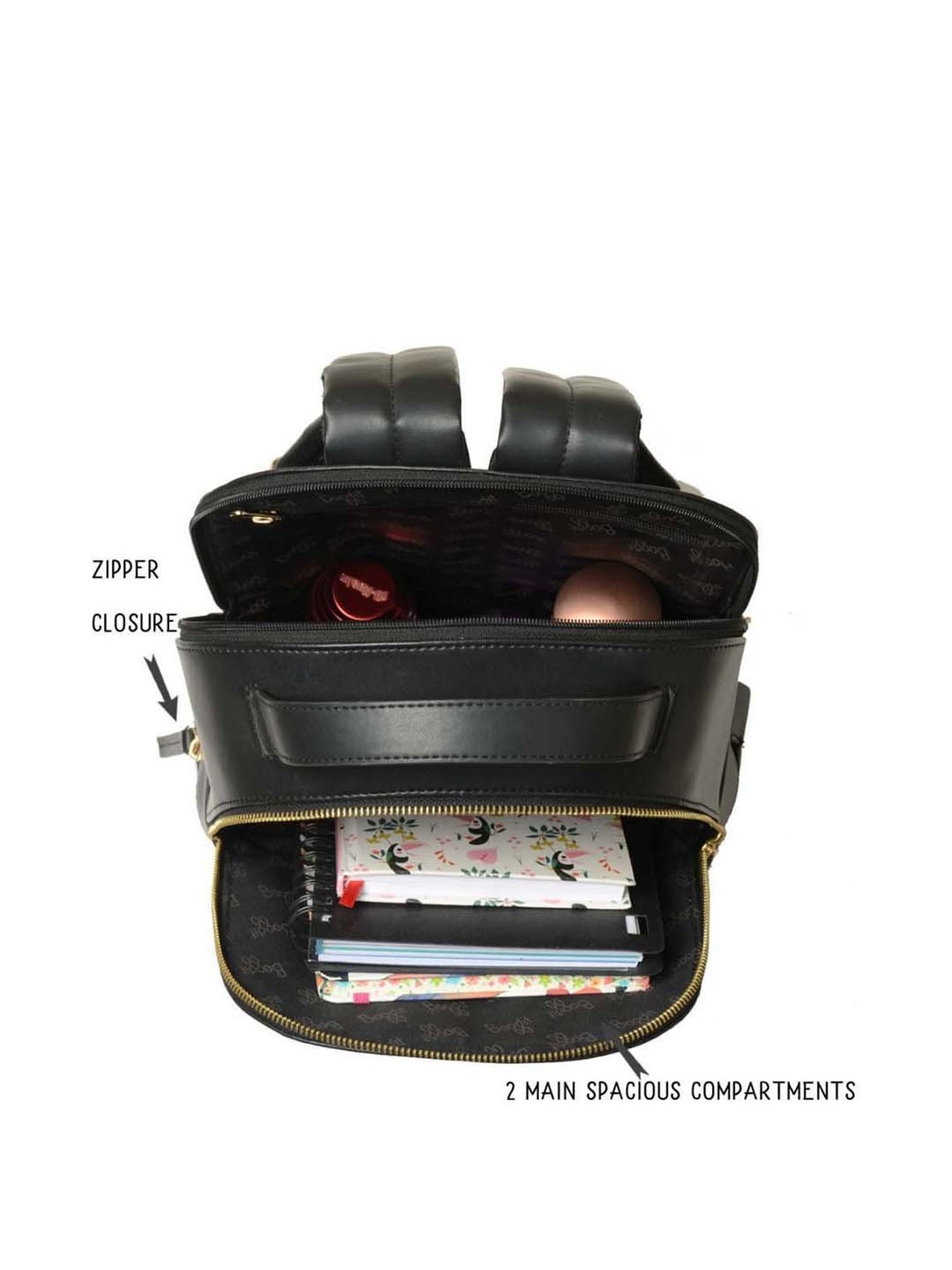 Baggit Black Solid Medium Backpack