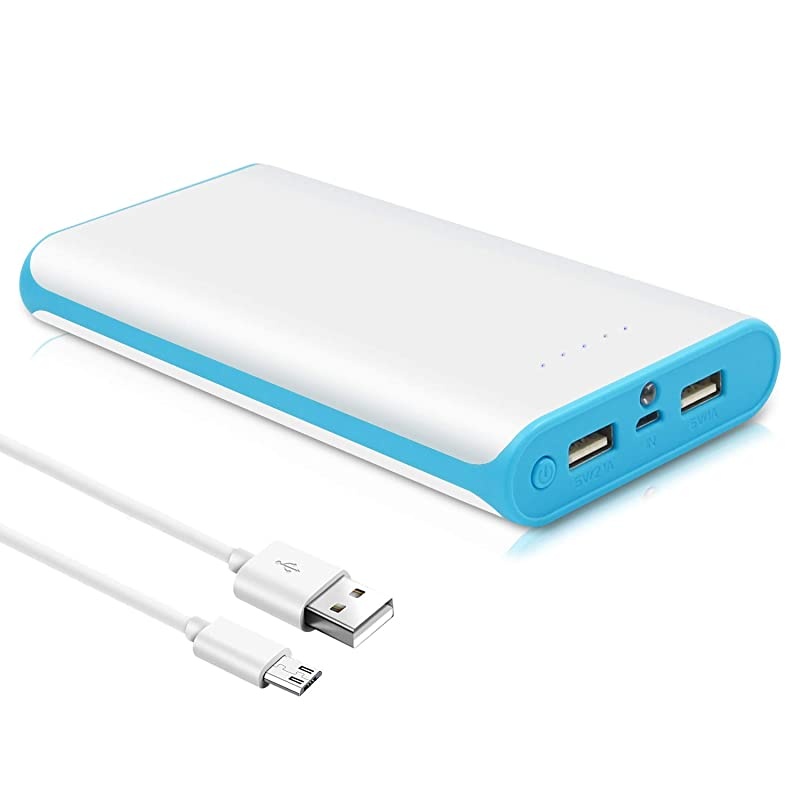 Phone Battery Pack,Dual USB Output Portable Cell Phone Charger, External Cell Phone Battery Pack, Power Bank with LED Light for Smart Phone, iPhone, iPad & Samsung Galaxy & More (Blue)