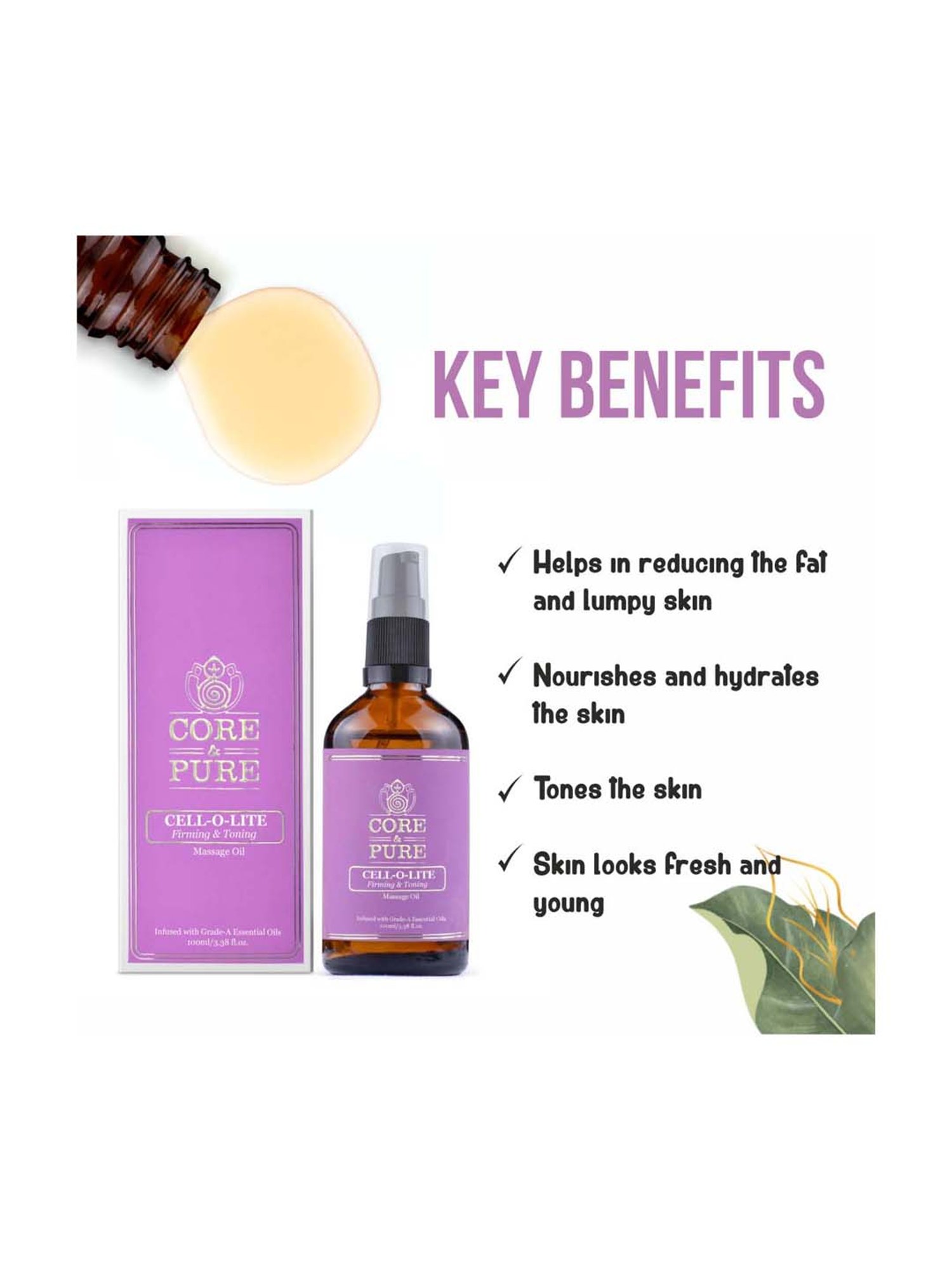 CORE & PURE Cell-O-Lite Massage Oil - 100 ml