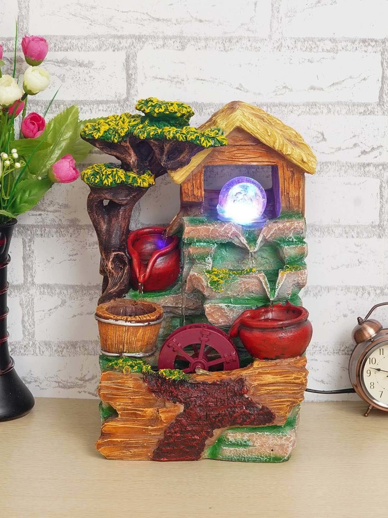 CHRONIKLE Multicolor Polyresin Table Top 3 Steps Waterfall Fountain