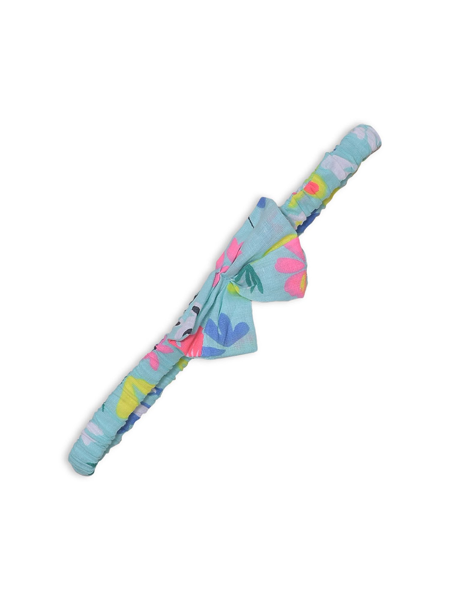 BownBee Kids Green Printed Jhabla, Bloomer with Hairbelt