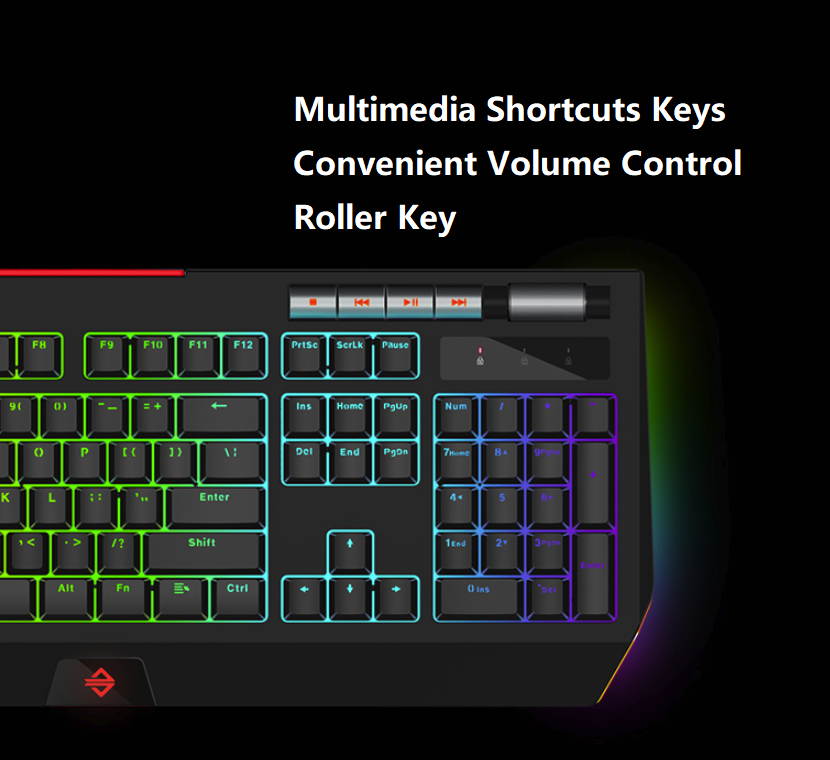 A-jazz AK525  Ergonomic Design, Cool Exterior USB  Wired Brown Mechanical RGB Gaming Keyboard - Black