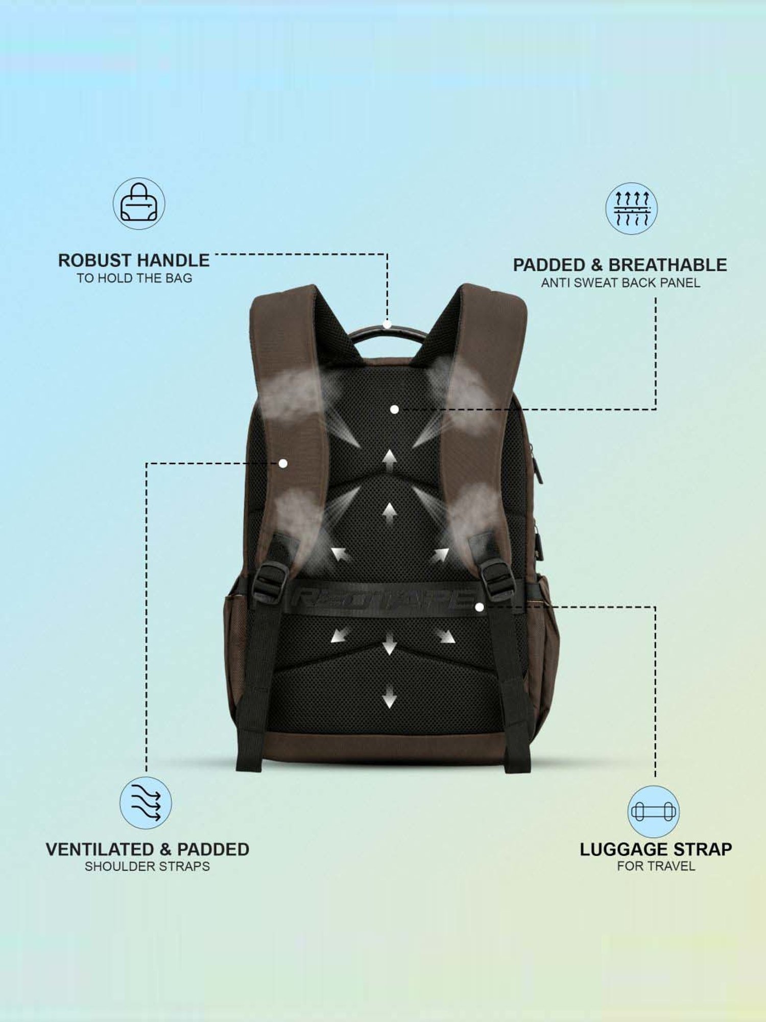 Red Tape 28 Brown Large Laptop Backpack