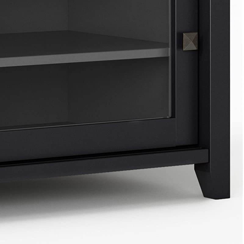 Cosmopolitan SOLID WOOD Universal TV Media Stand, 53 inch Wide, Contemporary, Living Room Entertainment Center, Storage Cabinet, for Flat Screen TVs up to 55 inches in Black