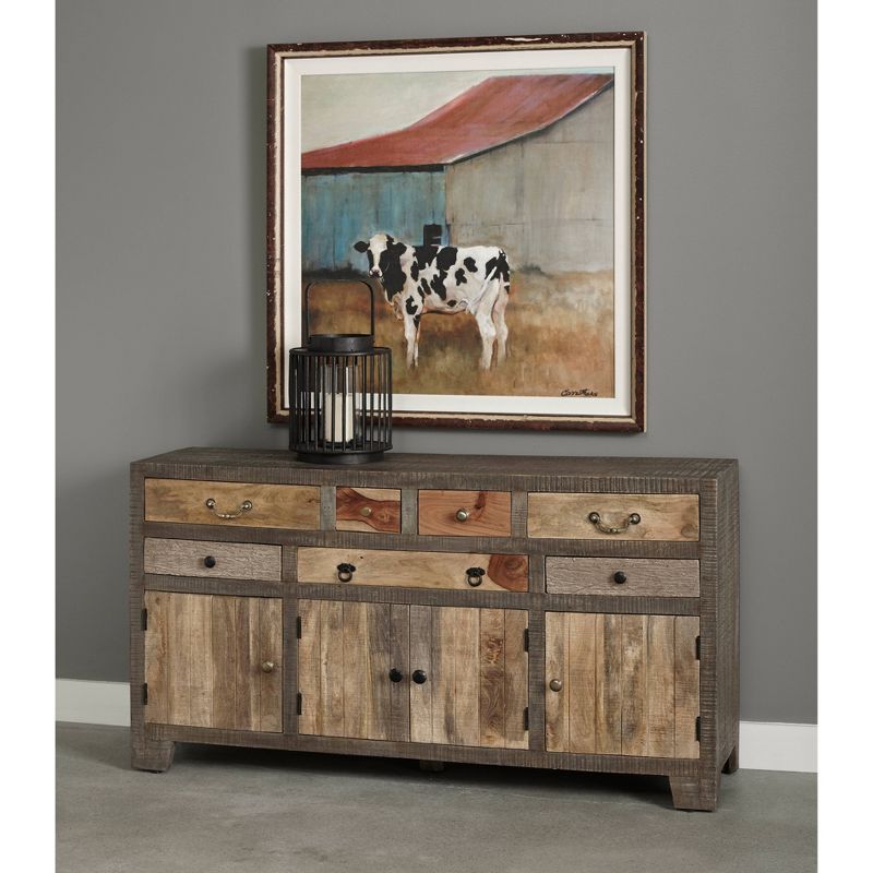 Woodland 7 Drawer and 4 Door Credenza Brown - Treasure Trove Accents