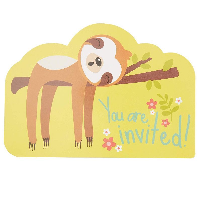Blue Panda 36-Count Sloth "You Are Invited!" Invitations Cards with Envelopes for Kids Birthday Party 5x7 in
