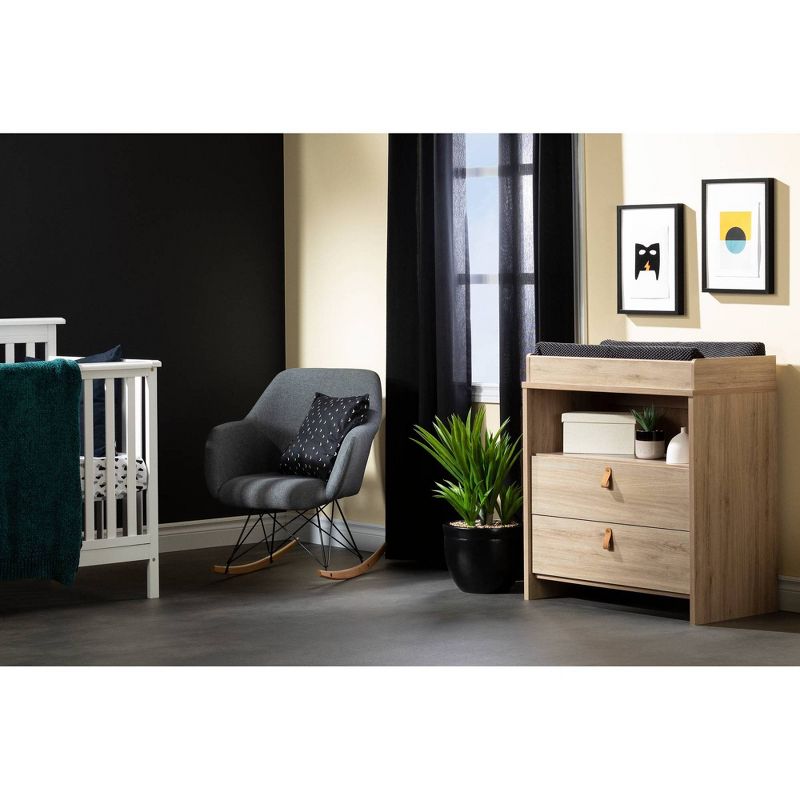 Hankel Changing Table - Pure White and Weathered Oak - South Shore