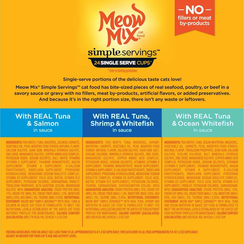 Meow Mix Simple Servings Seafood In Sauce Wet Cat Food - 1.3oz/24ct Variety Pack