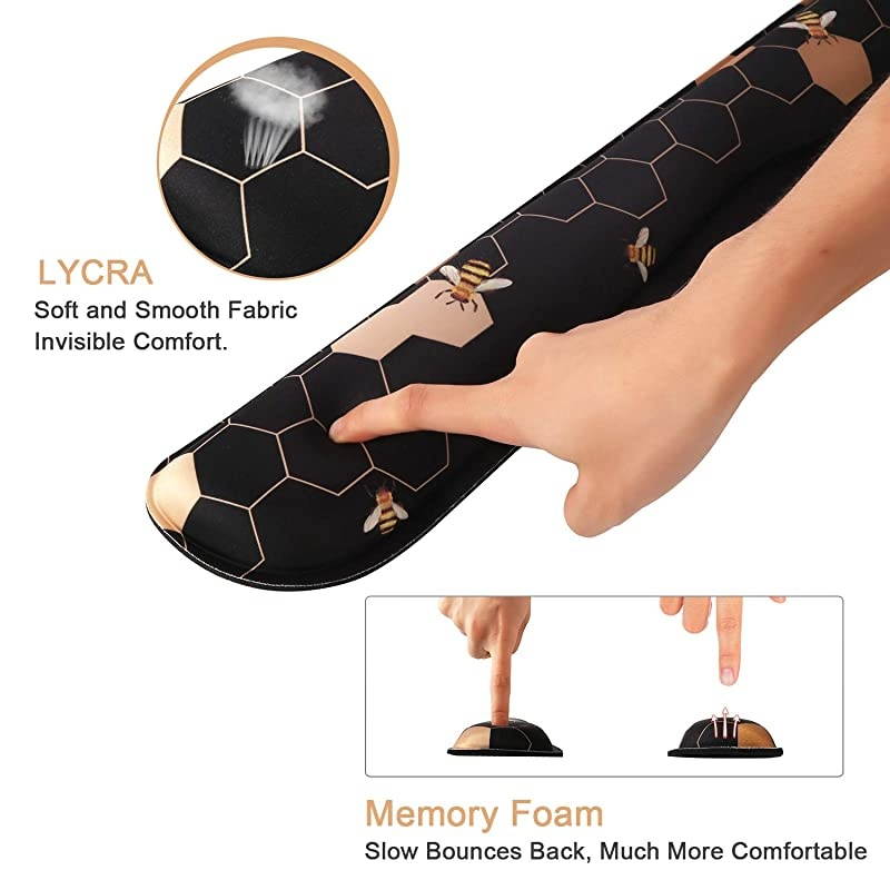 Keyboard Wrist Rest and Mouse Wrist Rest Pad Made of Memory Foam Ergonomic Support Easy Typing and Relieve Wrist Pain Perfect for Gaming Computer Office Laptop Honeycomb