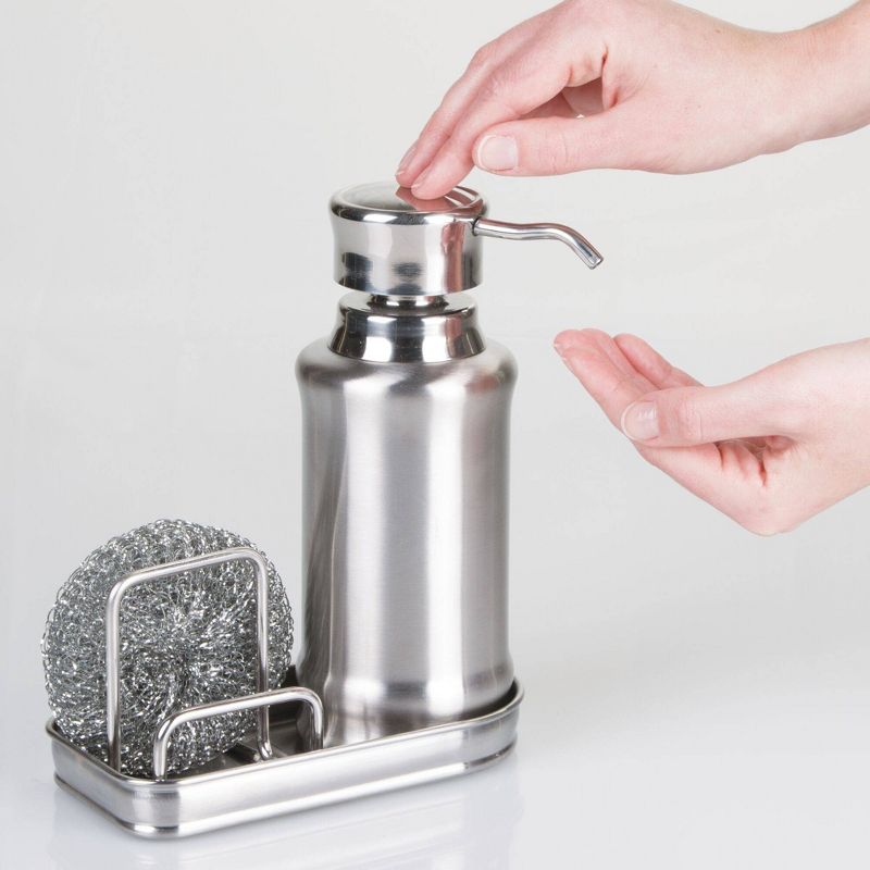 iDESIGN York Ergo Soap & Scrubby Center Silver