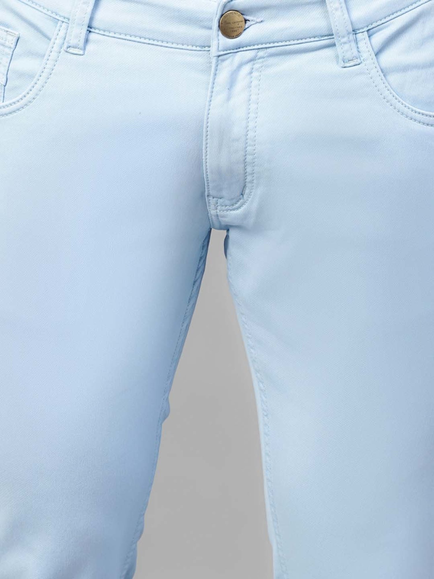 Allen cooper Sky Blue Regular Fit Lightly Washed Jeans