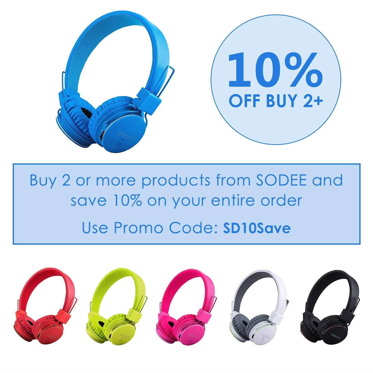 Kids Bluetooth Headphones Foldable Volume Limiting Wireless/Wired Stereo On Ear HD Headset with SD Card FM Radio in-line Volume Control Microphone for Children Adults (Blue)