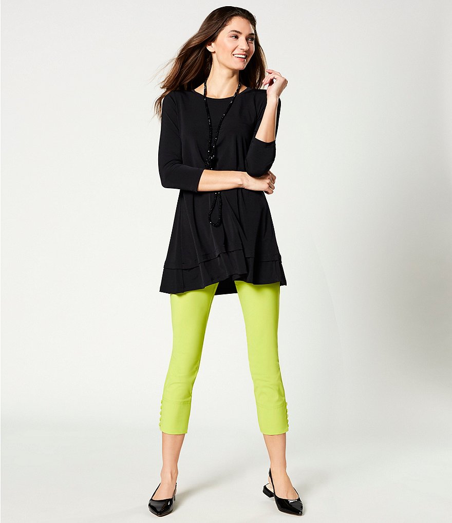 IC Collection Round Neck 3/4 Sleeve Knit Jersey Layered Tunic