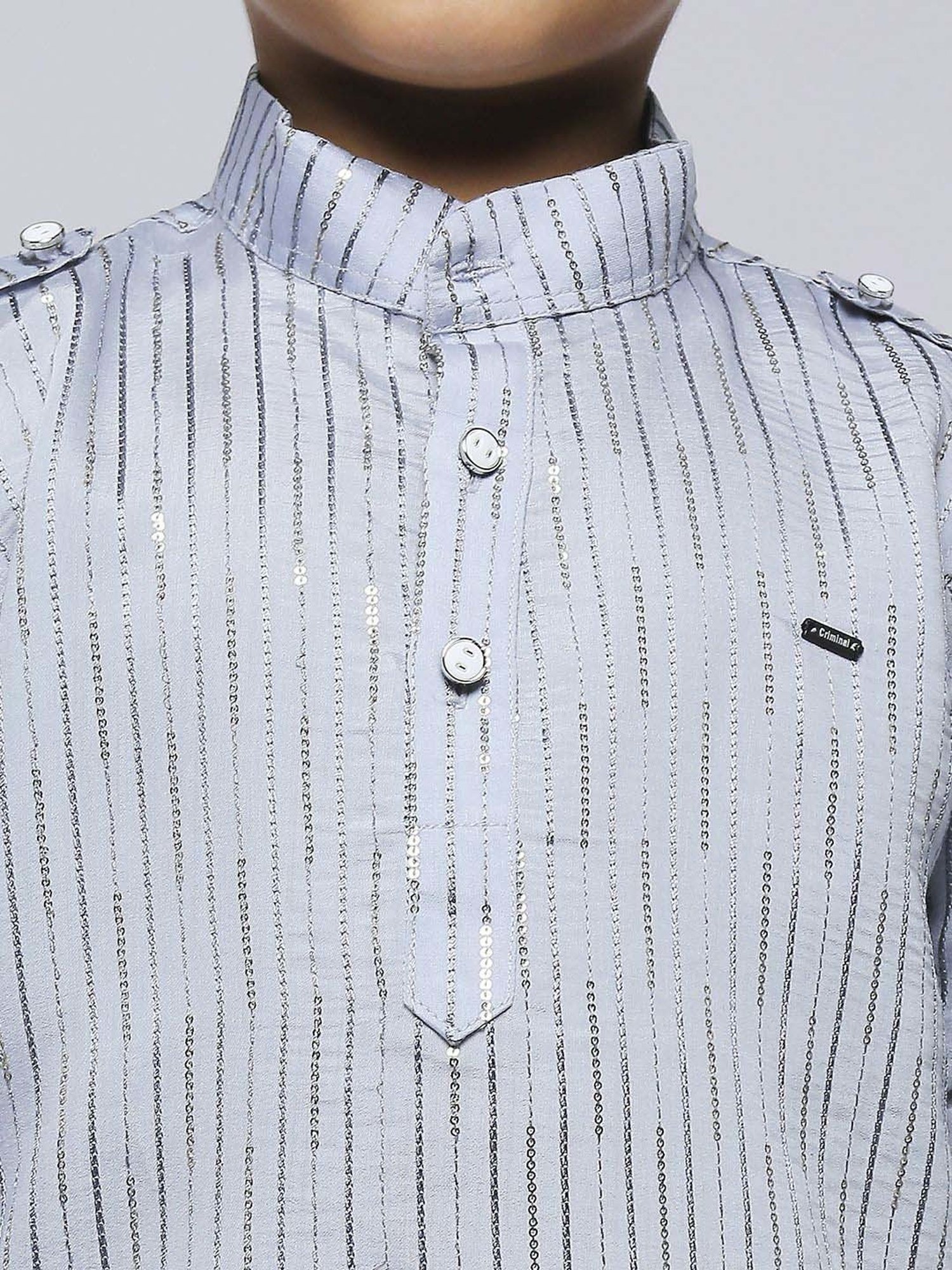 Kids Island Boys Blue Printed Full Sleeves Kurta Set