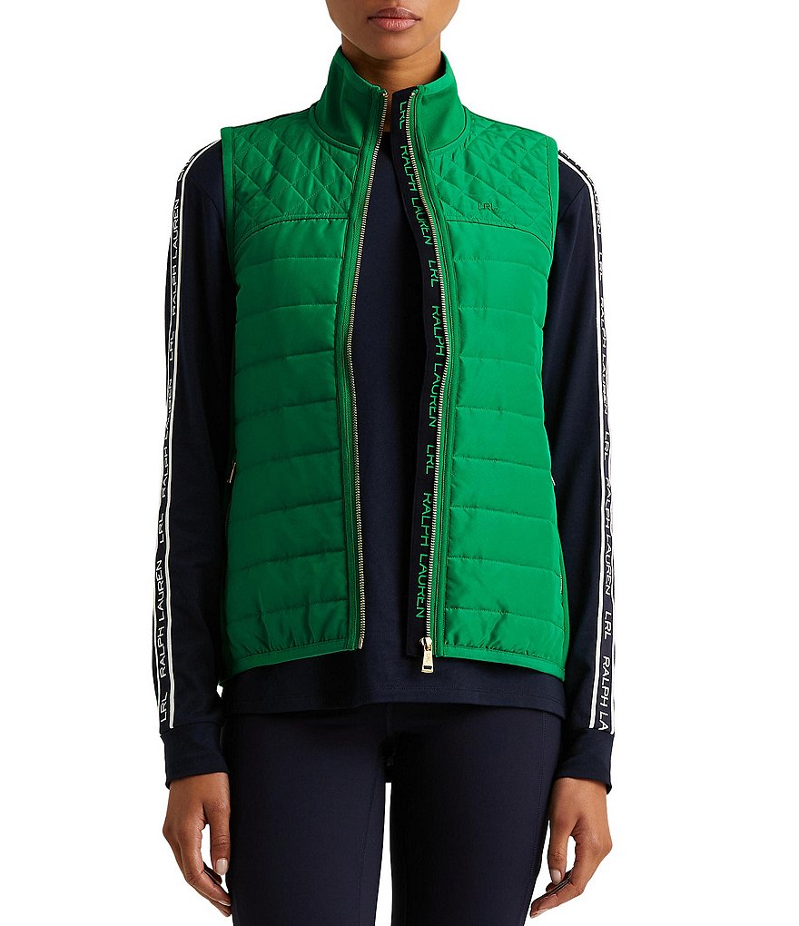 Ruby Rd. Soft Paisley Print Stand Collar Zip Front Patch Pocket Vest