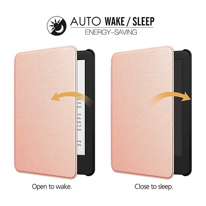 Case Compatible for All-New Kindle (10th Generation, 2019 Release), Premium Thin Lightweight Leather Cover with Auto Wake/Sleep Fits  Kindle, Not Fit Kindle Paperwhite - Rose Gold