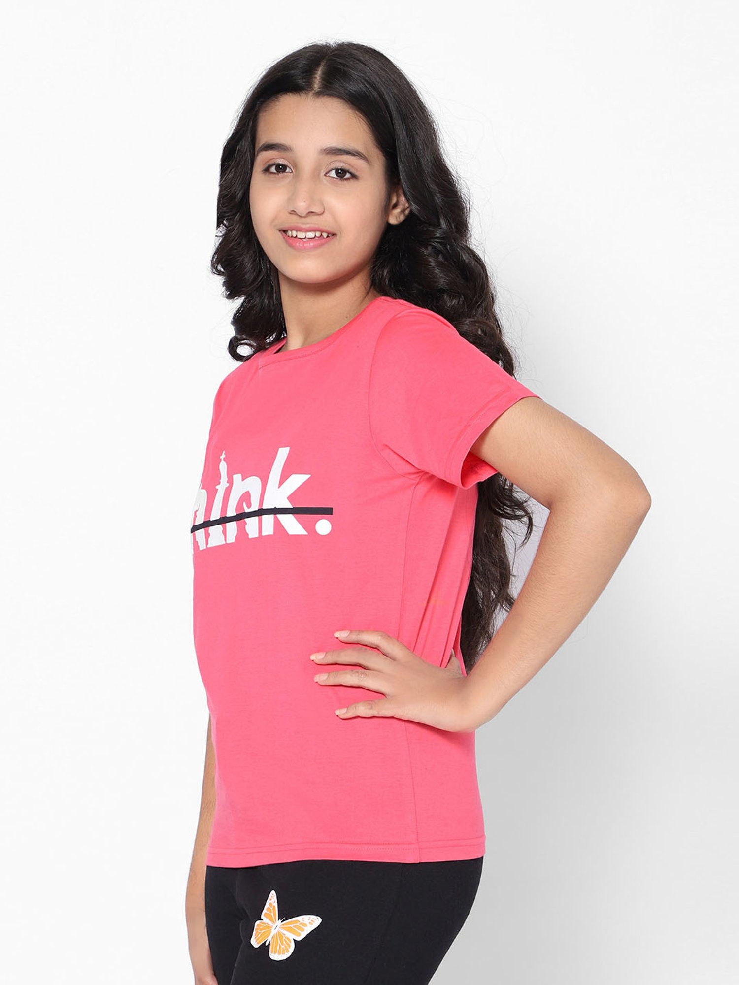 TeenTrums Girls Pink Printed T-Shirt