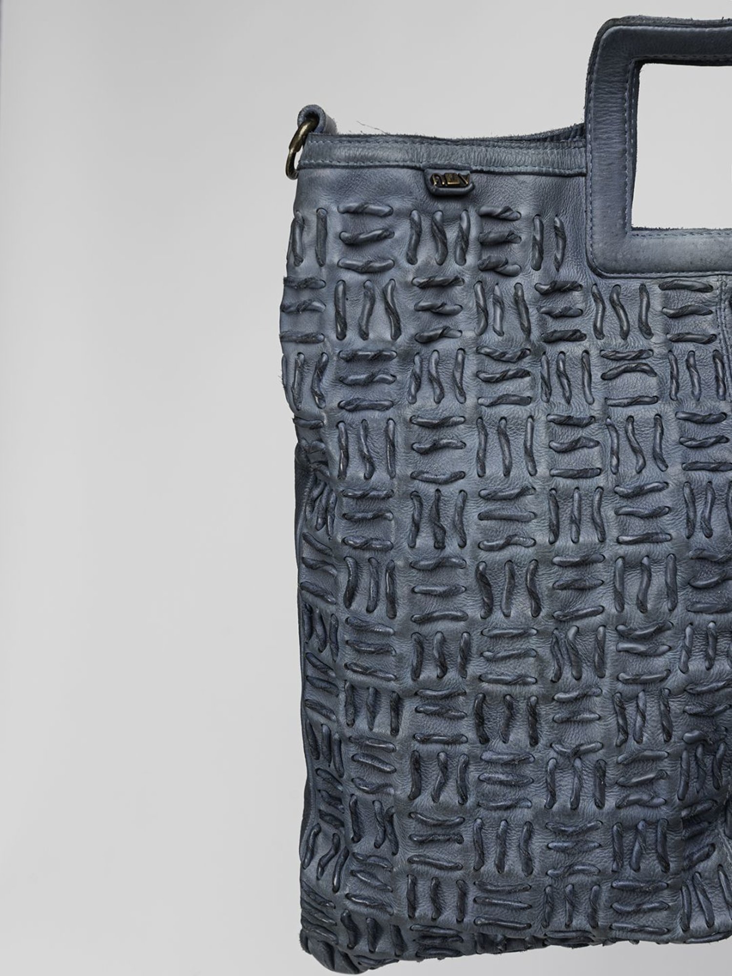 Art N Vintage Esther Blue Leather Textured Large Handbag