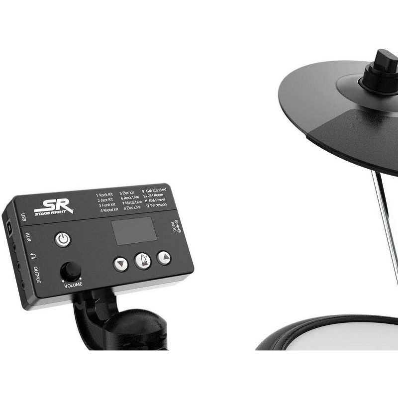 Monoprice 5-piece Electronic Drum Kit with Mesh Heads and 8in Double Trigger Snare, 12 kits with 144 Sounds, Drum Sticks Included - Stage Right Series