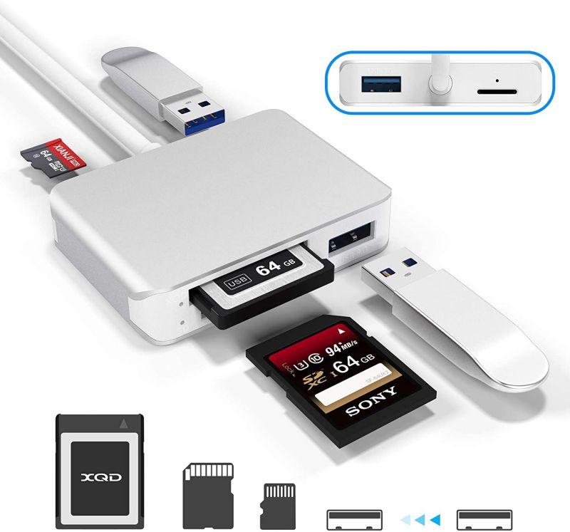?Upgraded Version? XQD Card Reader USB 3.0 SD(HC/XC) TF Card Reader with USB3.0x2 Fast Speed Up to 5Gbps,Compatible with Sony G&M Series XQD and TF/SD/SDHC Cards, for Windows/Mac OS