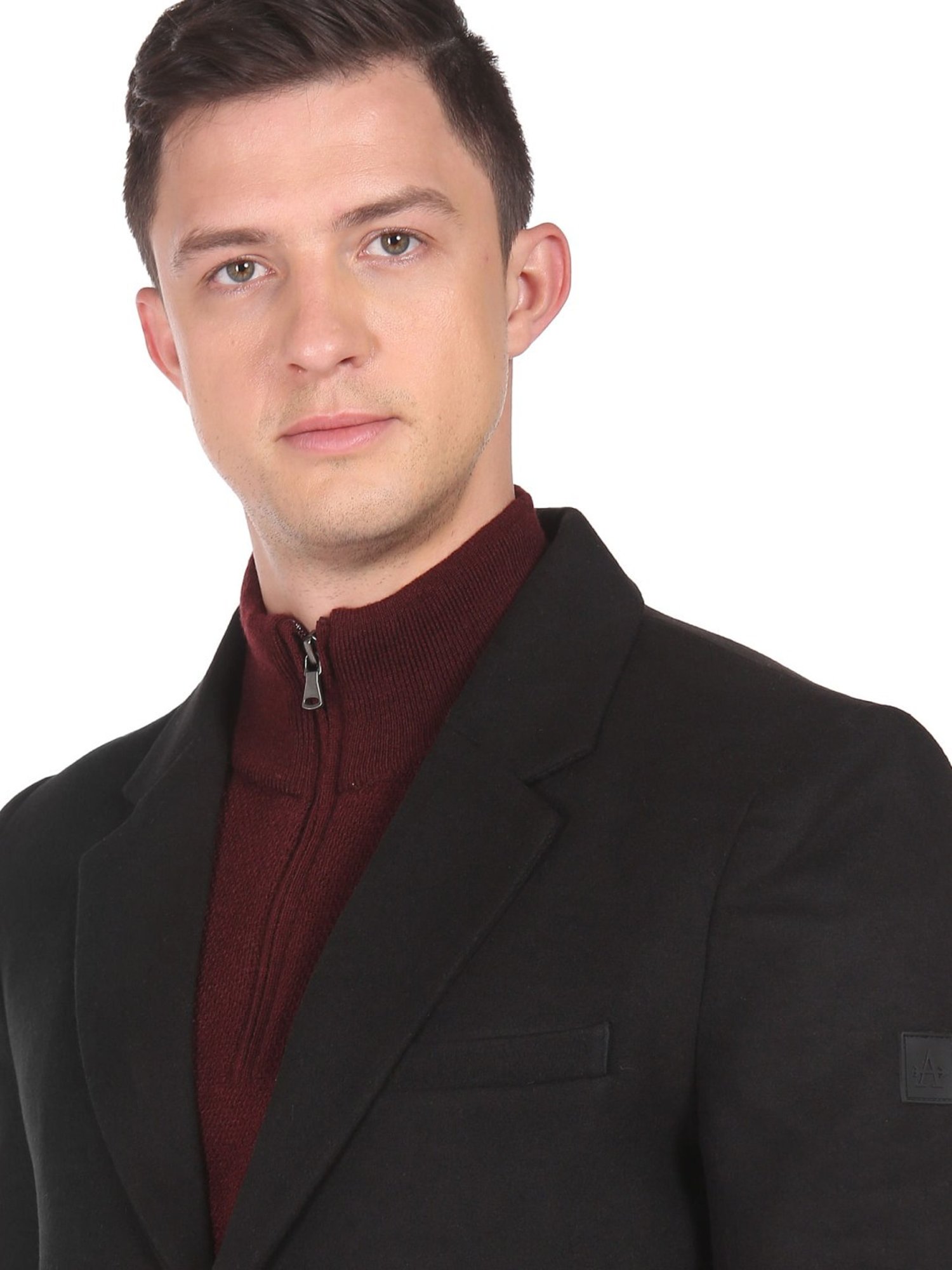 Arrow Sports Black Regular Fit Texture Waistcoat