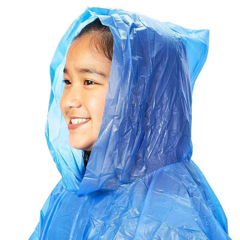 Juvale 10 Pack Kids Disposable Emergency Rain Ponchos with Hood, Pink & Blue, 40.5 x 37 In