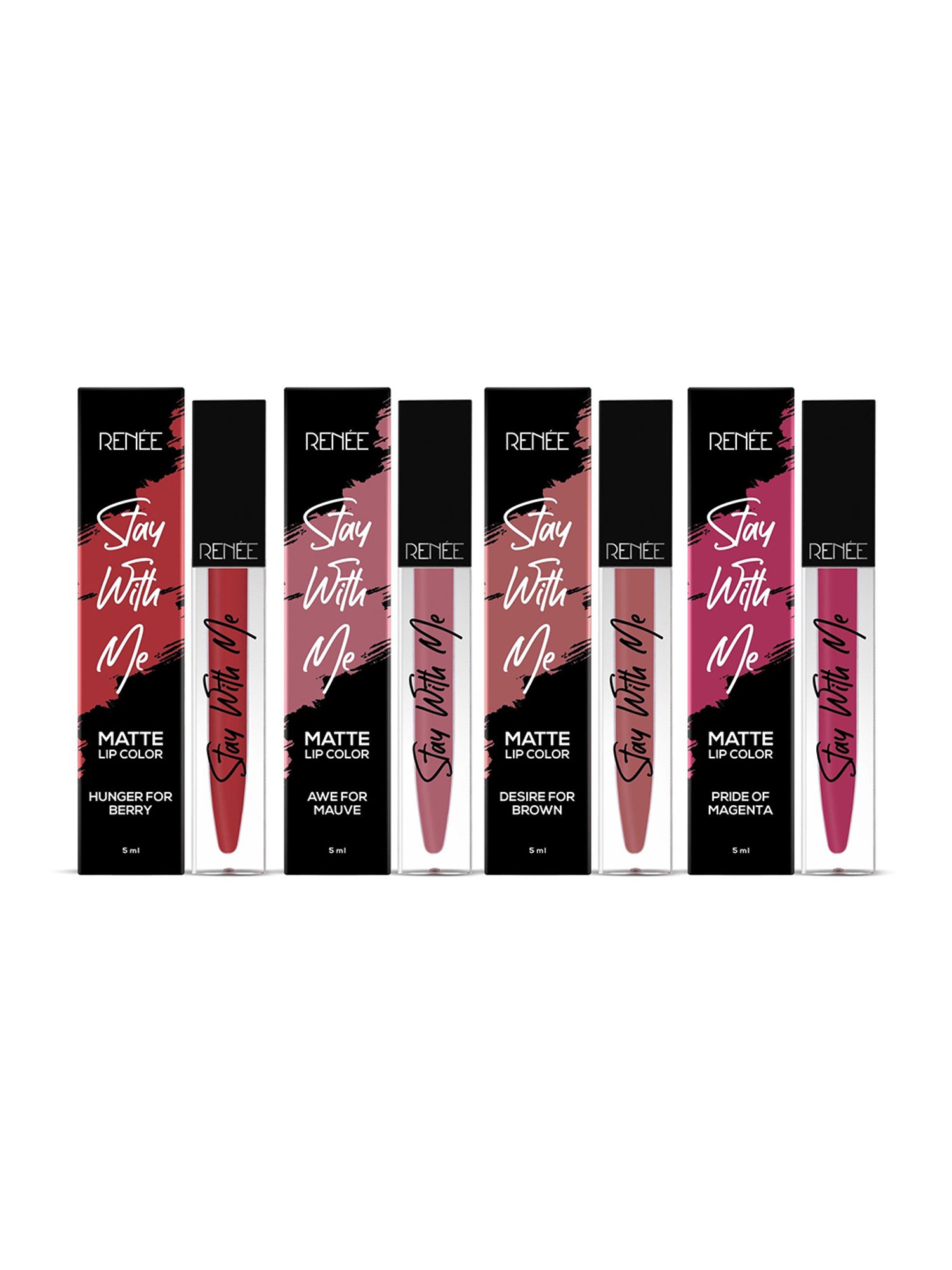 RENEE Stay With Me Matte Liquid Lip Color 02 - Set of 4