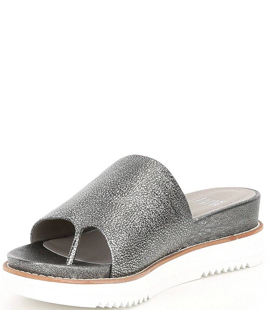 Eileen Fisher Touch Metallic Leather Sport Slides
