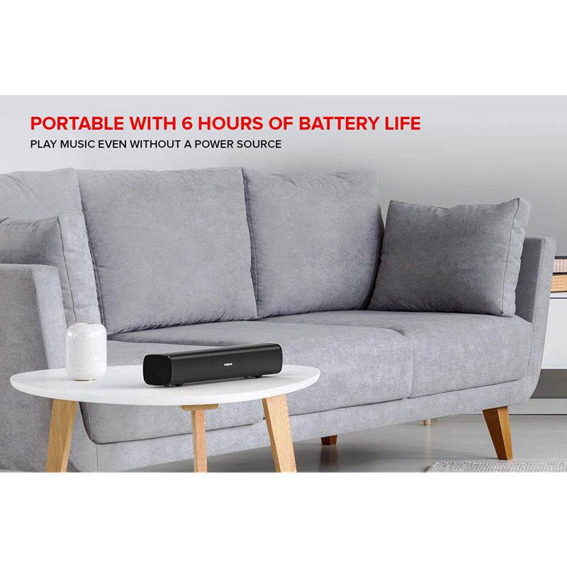 Creative Stage Air Portable and Compact Under-Monitor USB-Powered Soundbar for Computer, with Dual-Driver and Passive Radiator for Big Bass, Bluetooth and AUX-in, USB MP3, 6 Hours of Battery Life