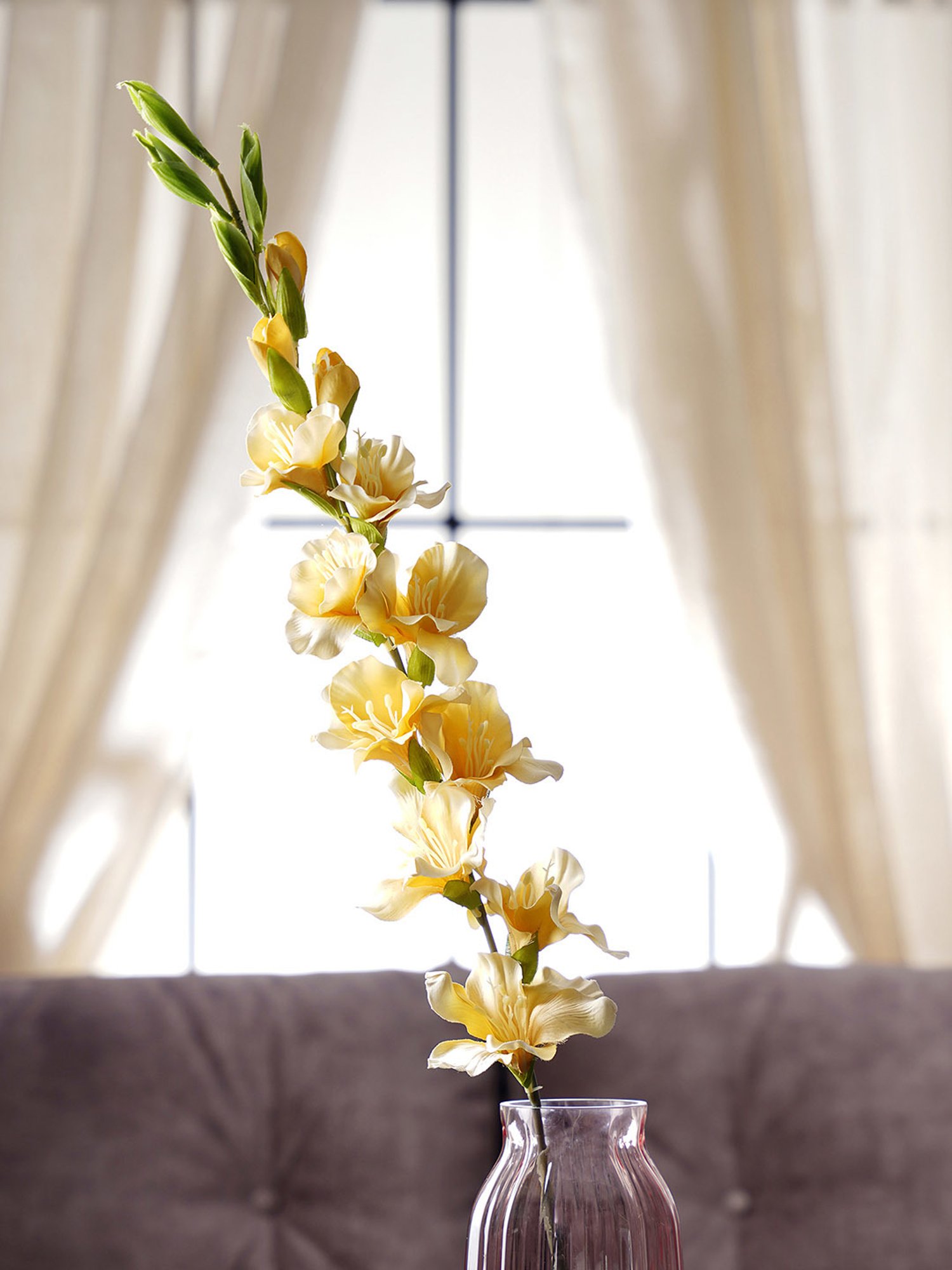 Pure Home and Living Yellow Plastic Solid Flower Stems