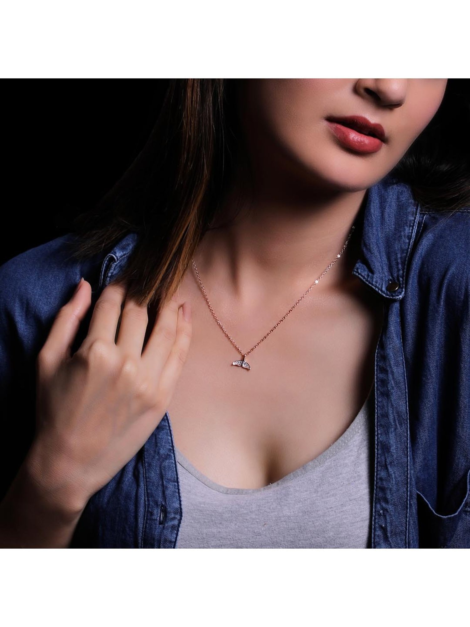 GIVA 92.5 Sterling Silver Dolphin Tail Necklace for Women