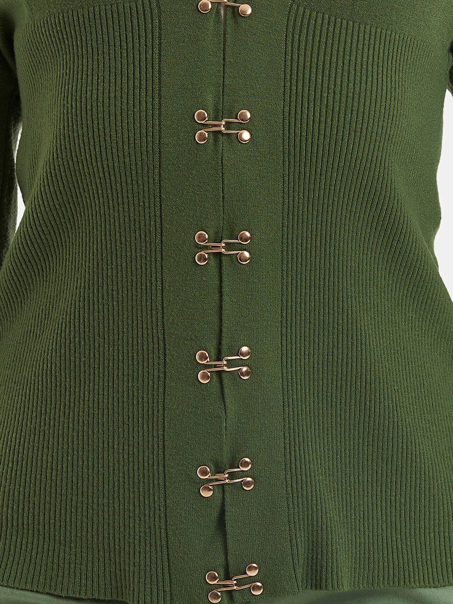 Kazo Green Wool Cardigan