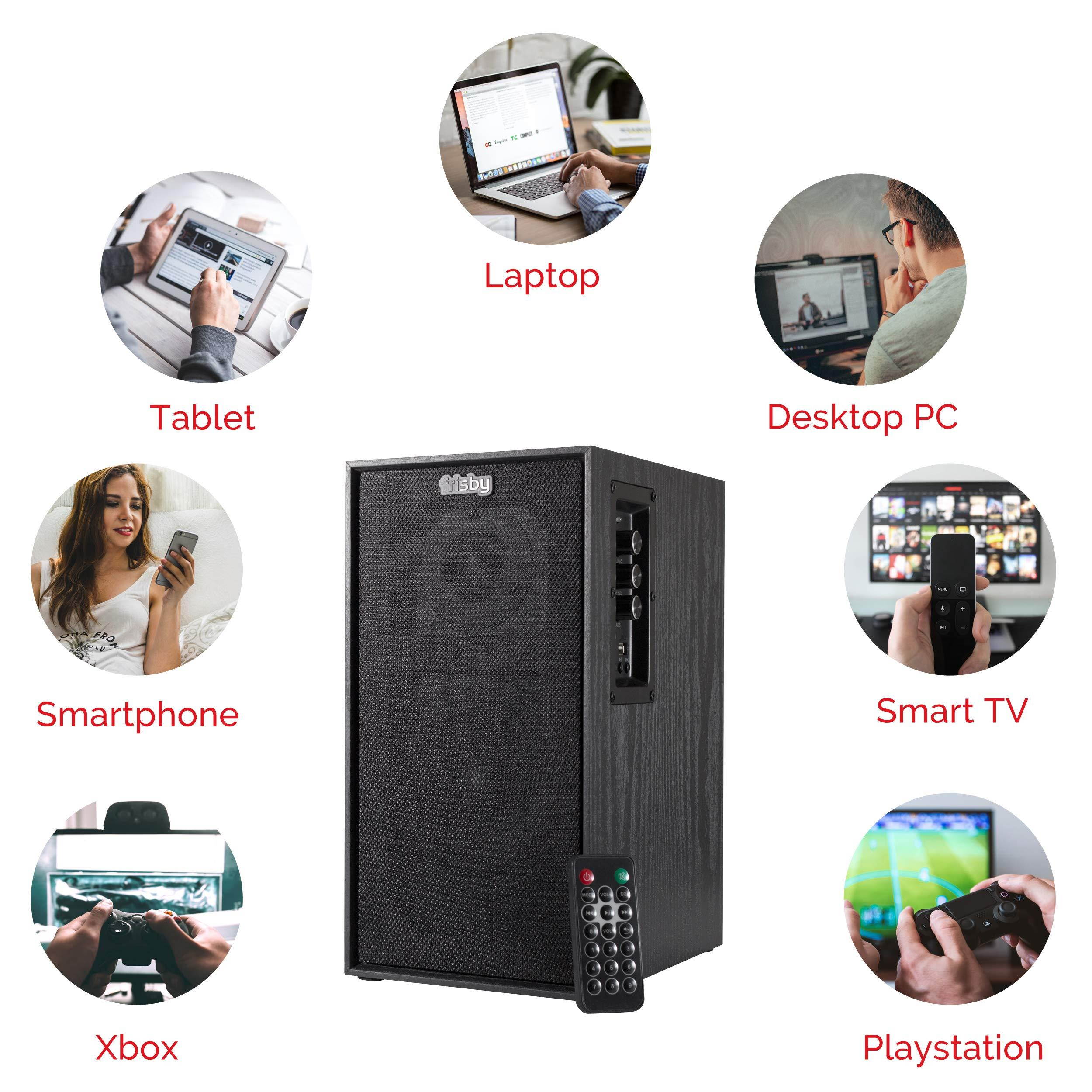 Frisby FS-2030BT Powered Bluetooth Bookshelf Speakers - Digital Optical Input - Wired Studio Monitors - 5 Inch Near Field Speaker - 50 Watts RMS - Black