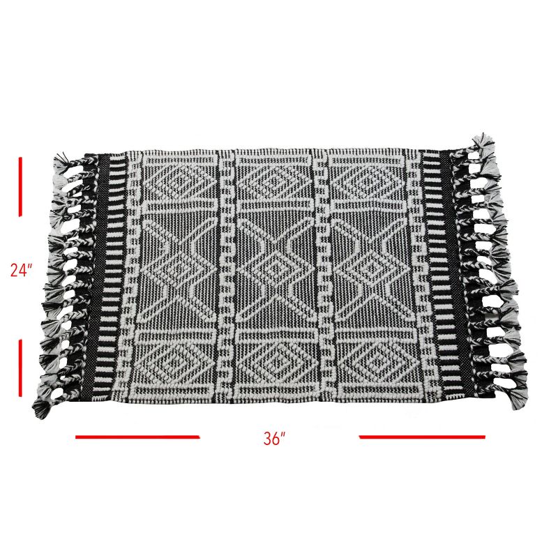 2'x3' Rectangle Hand Made Outdoor Woven Accent Rug Black - Foreside Home & Garden