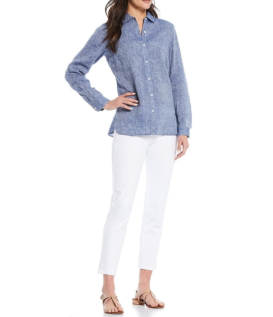 J.McLaughlin Britt Button Front Collared Linen Blouse