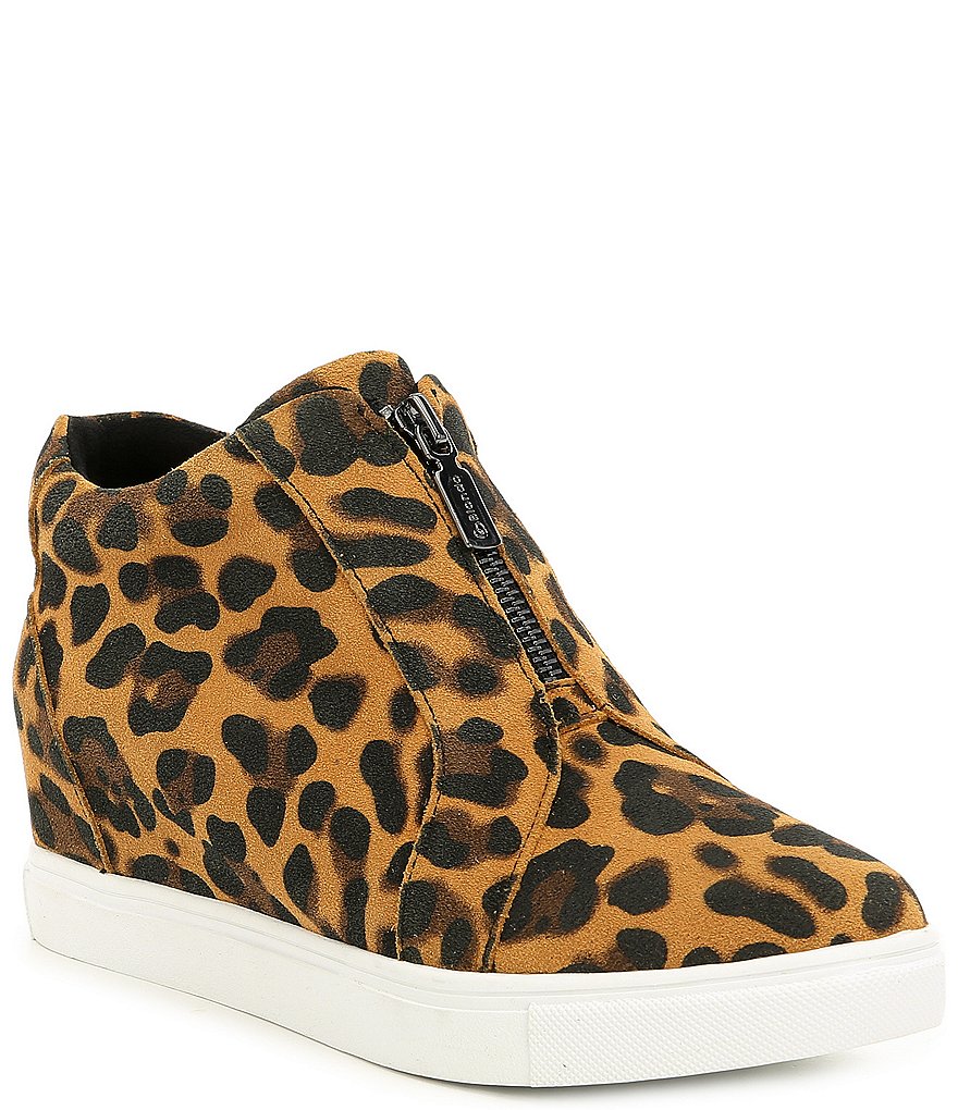 Glenda Leopard Print Suede Platform Wedge Waterproof Sneakers