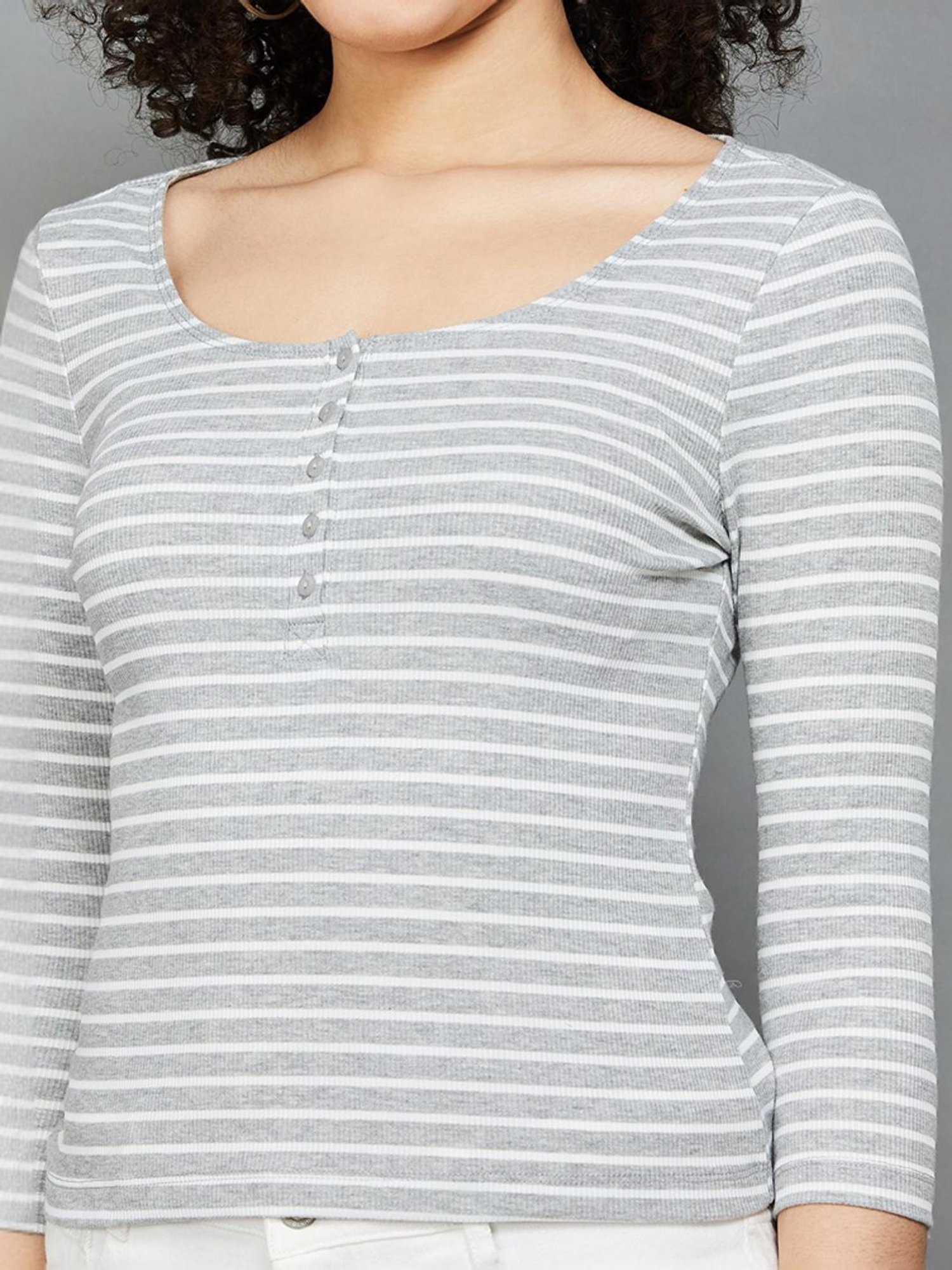 Fame Forever by Lifestyle Grey Striped Top